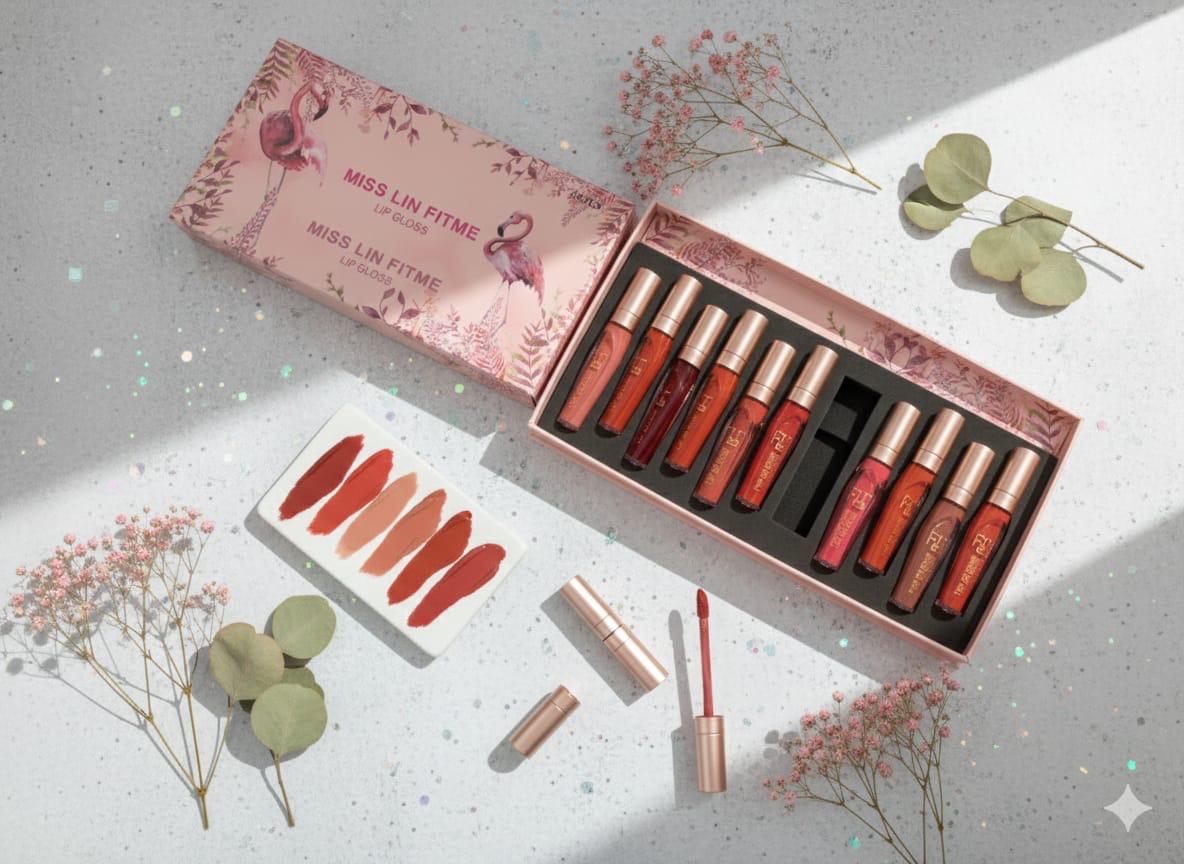MISS LIN FITME 8-Piece Liquid Lip Gloss Set | Velvet-Matte & Full-Coverage box
