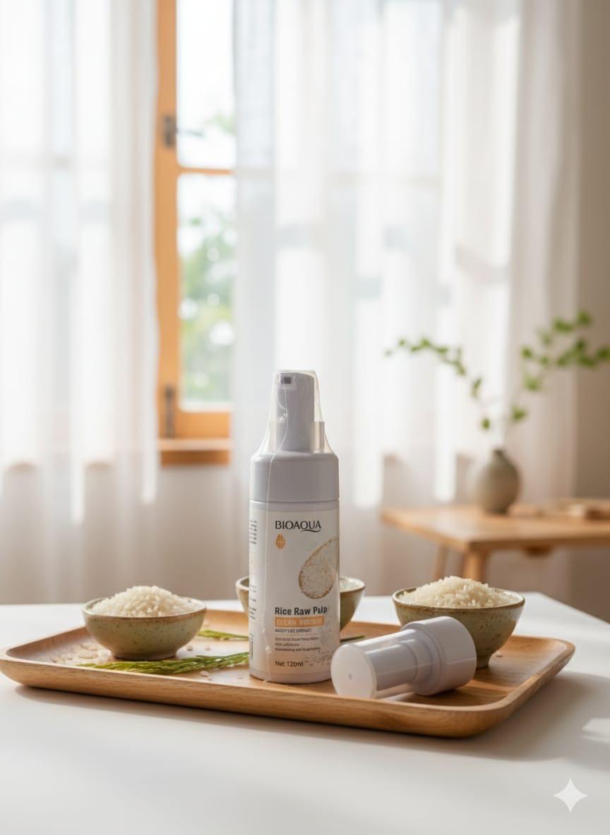 BIOAQUA Rice Raw Pulp Mousse Cleanser - Deep Clean & Brightening Foam