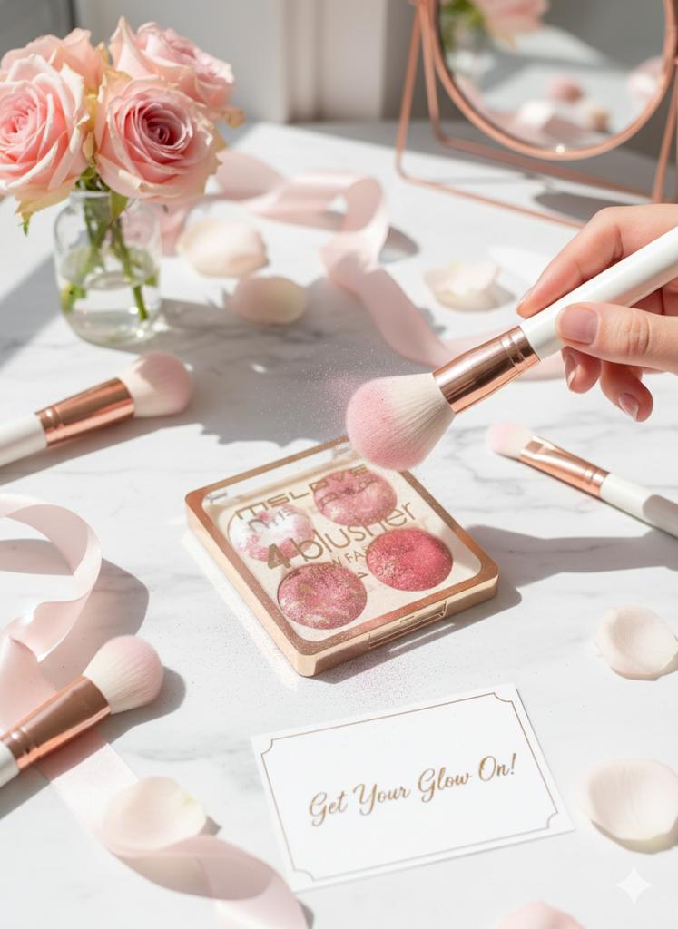 4-Color Glitter Blush Palette - Glow & Cheek Color