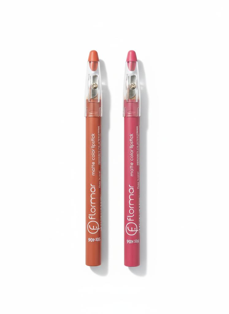 2 pieces Flormar Matte Color Lipstick Pencil - Easy Application & Long-Lasting