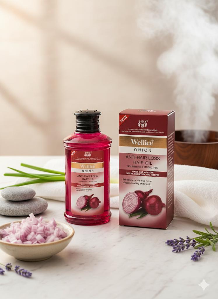 Wellice Onion Anti-Hair Loss Hair Oil | Nourishing & Strengthening for Softer, Healthier Hair