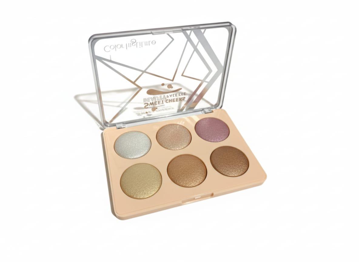 Colourful Flare 6-Color Highlighter Palette - Face & Cheek Glow Kit