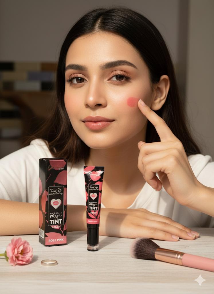 Glamorous Lip & Cheek Magic Tint Cream – Rose Pink | Multi-Use Glow Up Tint