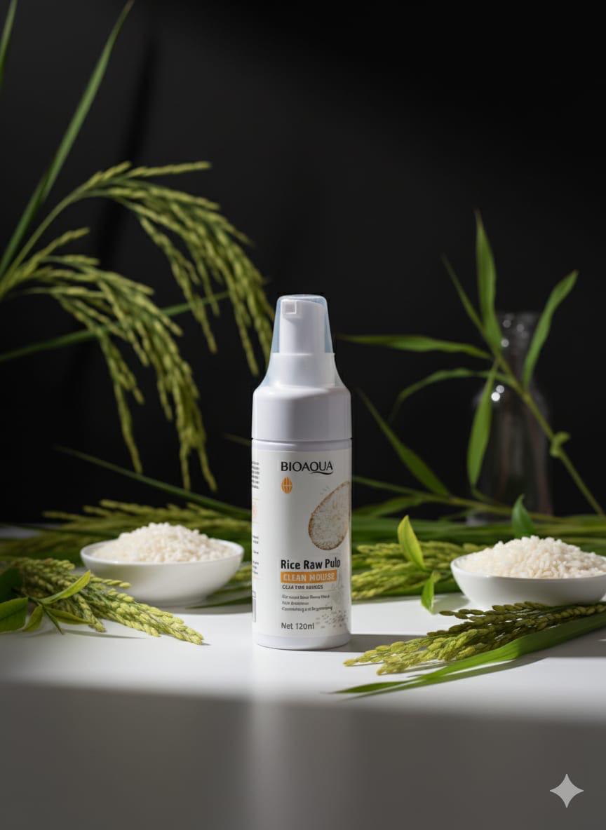 BIOAQUA Rice Raw Pulp Mousse Cleanser - Deep Clean & Brightening Foam