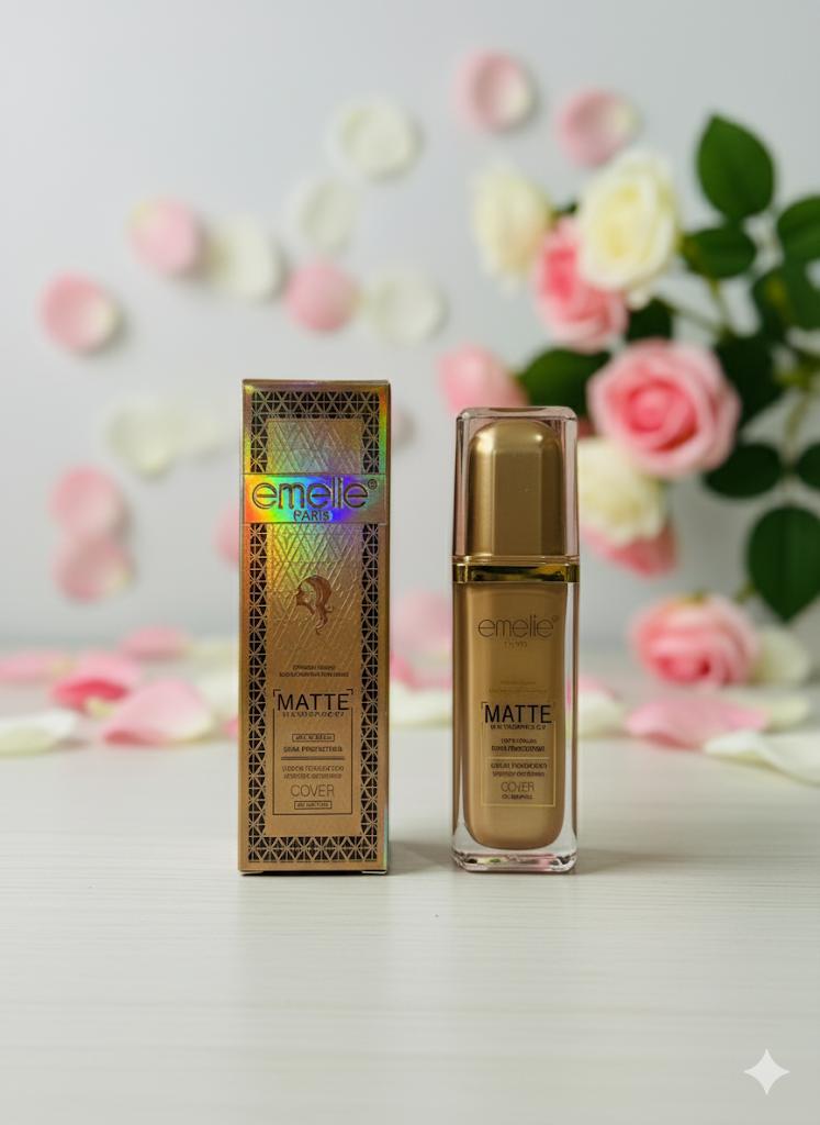 Emelie Paris Matte Waterproof Liquid Foundation - High Coverage