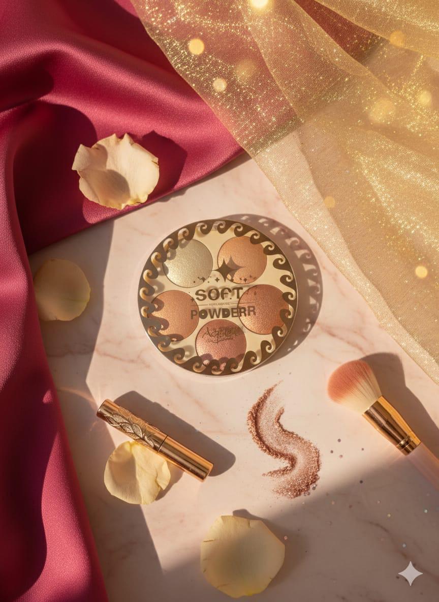 Aqwa 5-in-1 Soft Powder Highlighter Palette - Multi-Shimmer Set