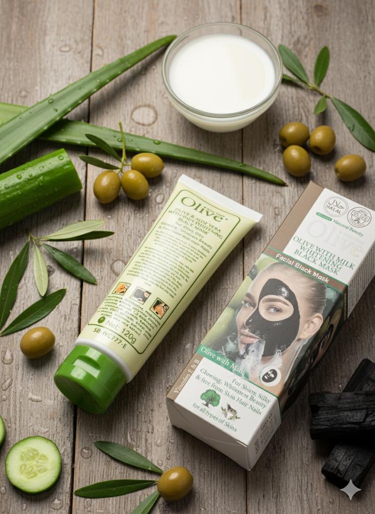 Olive with Milk Whitening Black Mask - Deep Cleansing &amp; Glowing Skin - 120g