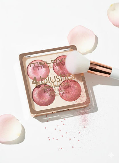 4-Color Glitter Blush Palette - Glow &amp; Cheek Color