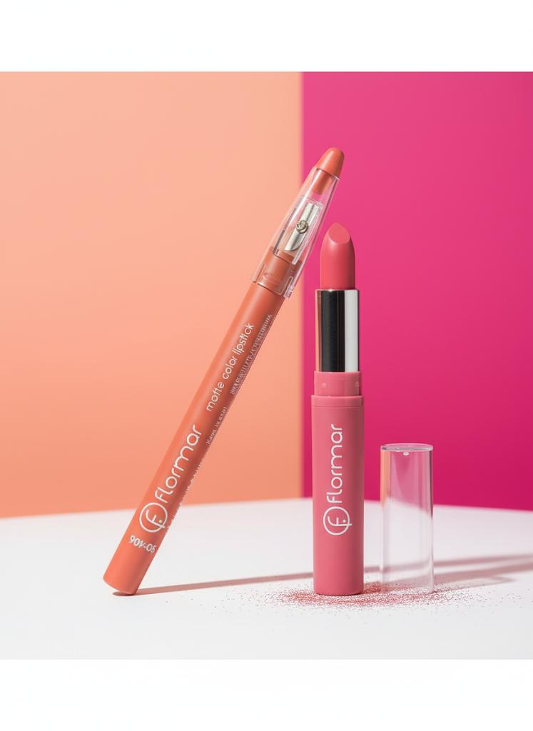 2 pieces Flormar Matte Color Lipstick Pencil - Easy Application &amp; Long-Lasting