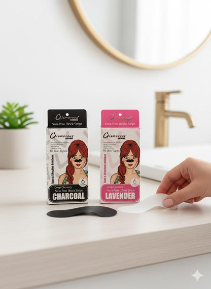 Glamorous Deep Cleansing Nose Pore Strips (6 Count) – Charcoal &amp; Lavender Options