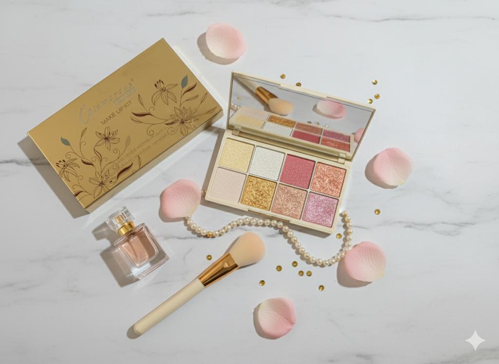 Glamorous Face Makeup Kit - 8-Color Highlighter &amp; Eyeshadow Palette