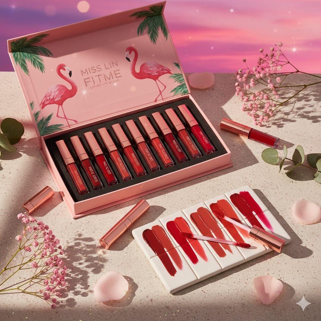 MISS LIN FITME 8-Piece Liquid Lip Gloss Set | Velvet-Matte &amp; Full-Coverage box