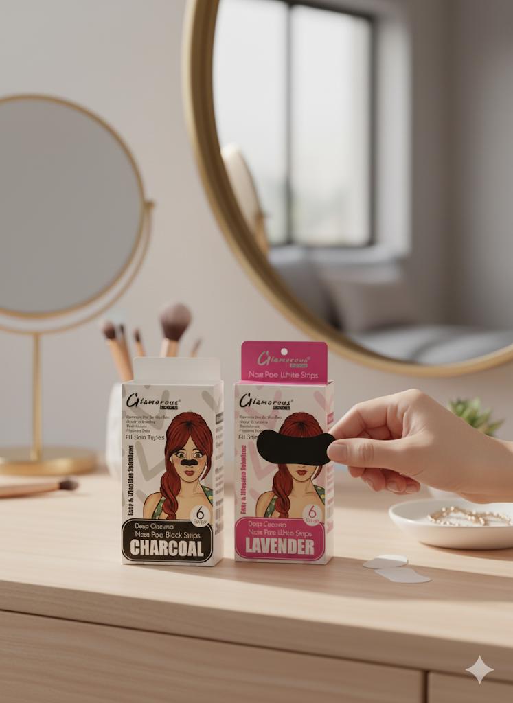 Glamorous Deep Cleansing Nose Pore Strips (6 Count) – Charcoal &amp; Lavender Options