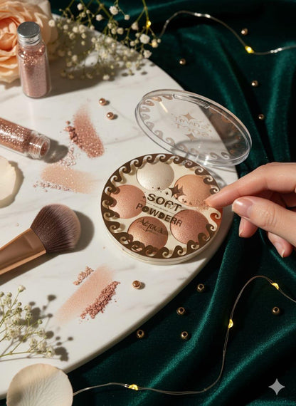 Aqwa 5-in-1 Soft Powder Highlighter Palette - Multi-Shimmer Set