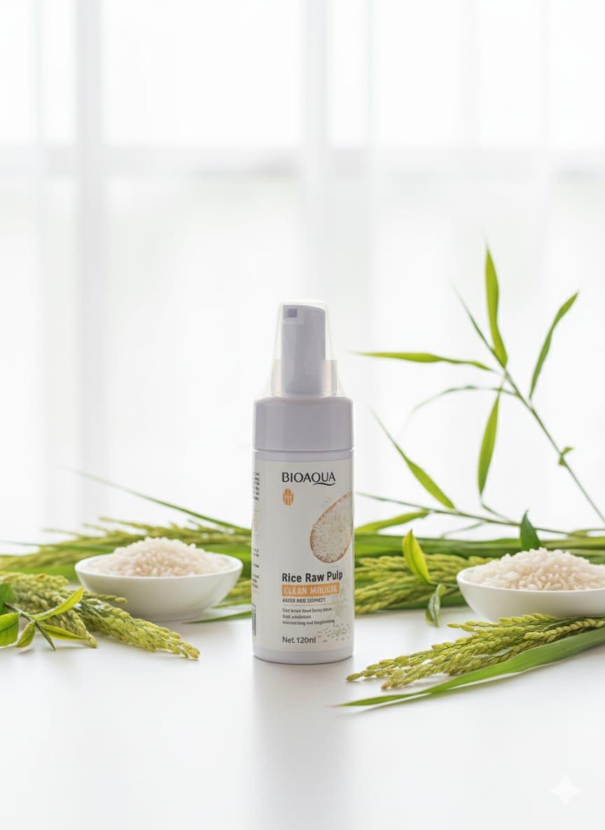 BIOAQUA Rice Raw Pulp Mousse Cleanser - Deep Clean &amp; Brightening Foam