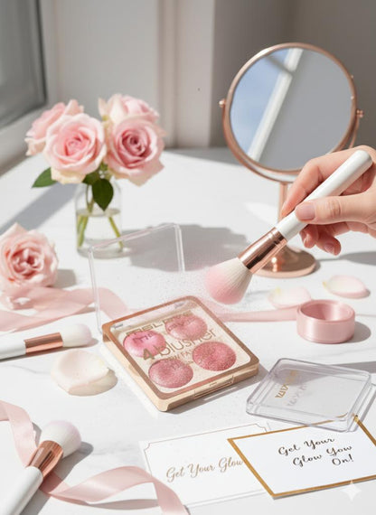 4-Color Glitter Blush Palette - Glow &amp; Cheek Color