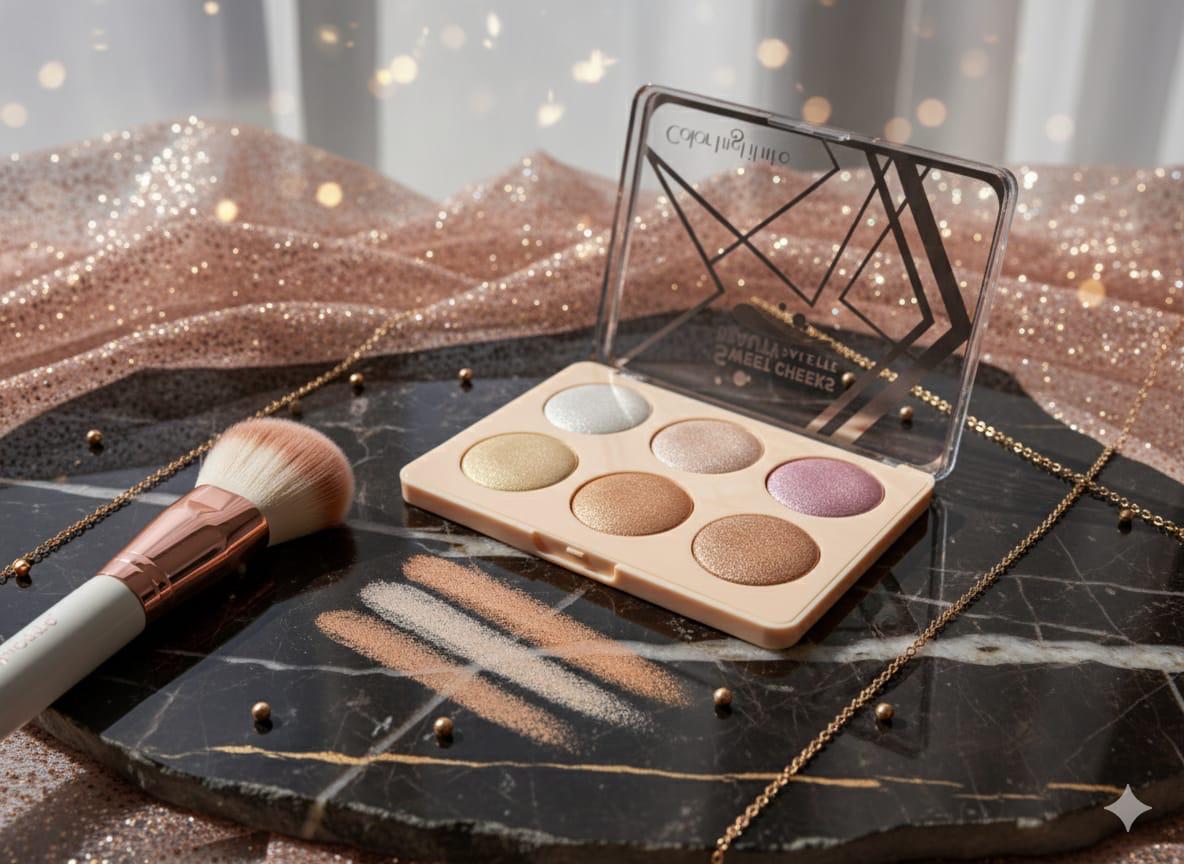 Colourful Flare 6-Color Highlighter Palette - Face &amp; Cheek Glow Kit