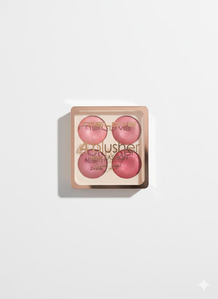 4-Color Glitter Blush Palette - Glow &amp; Cheek Color